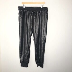 Women Black Baggy Shiny Y2K Jogger Pants Chic Soul Drawstring